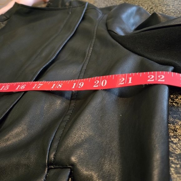 Ookie & Lala Black Faux Leather Moto Jacket Asymmetrical Collar Women size XL - Picture 10 of 16